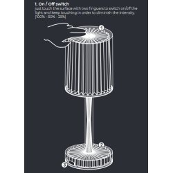 Lampe Gatsby Cylindre Cristal Vondom Led avec batterie