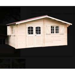 Cobertizo de jardín de troncos de madera 42mm Nancy Habrita 20m2