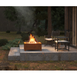 Black Square Steel Fire Bowl 70cm Infire