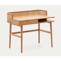 Table de Bureau bois de frêne et rotin 105x62 Axi VeryForma