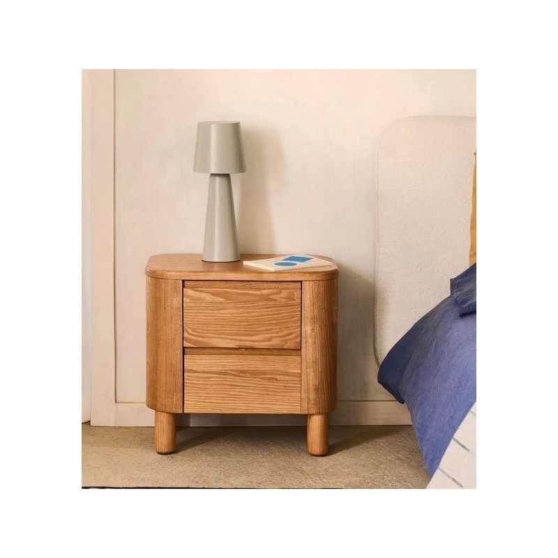 Mesita de noche y cajón de madera de fresno 55x50 Saly VeryForma