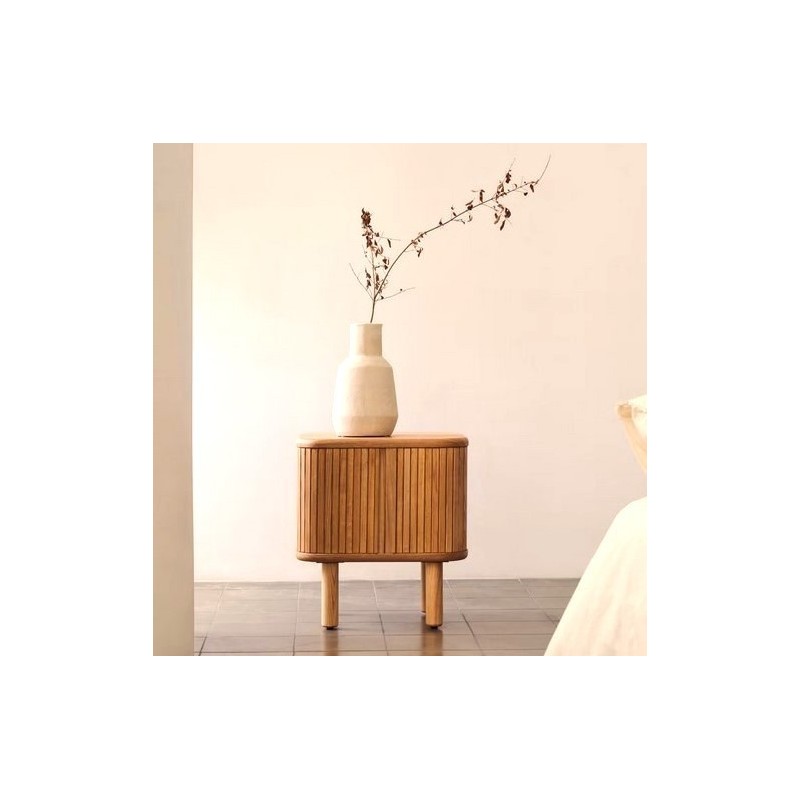 Mesita de noche de madera natural 50x55 Leni VeryForma