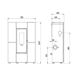 Fogão a Pellets Estreito La Nordica Extraflame Marilena Plus AD 8kW Preto
