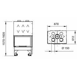 Inserto de madera La Nordica Ángulo Recto Monobloque 800 DX 10kW Negro