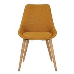 Set of 2 Dining Chairs Ari Ochre Fabric Dark Oak Base VeryForma