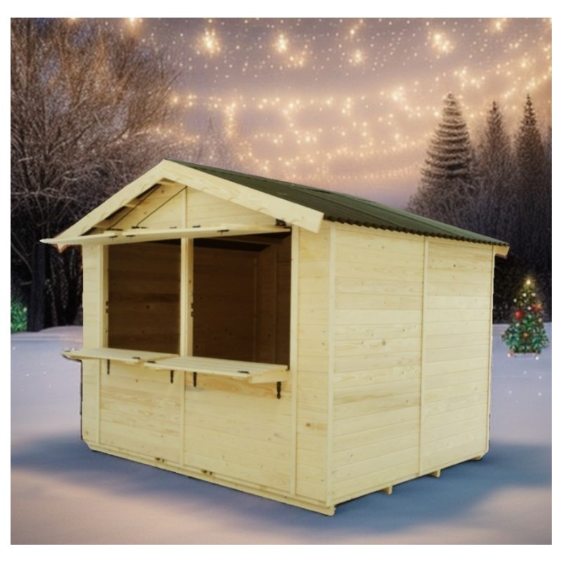 Echoppe marchande en bois d'épicea Sylva 4x2,4m Habrita 9.6m2