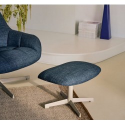 Footstool Aspe blue fabric and metal VeryForma