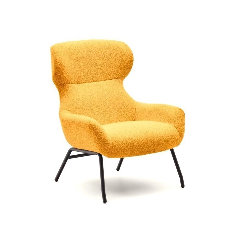 Fauteuil Lina en tissu bouclette moutarde et acier VeryForma