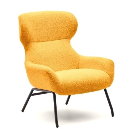 Fauteuil Lina en tissu bouclette moutarde et acier VeryForma