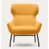 Fauteuil Lina en tissu bouclette moutarde et acier VeryForma