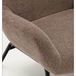 Fauteuil Lina en tissu chenille marron clair et acier VeryForma