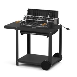 Le Marquier Mendy Barbecue in Acciaio Nero con Carrello e Girarrosto
