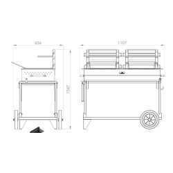 Le Marquier XL Double Burner Barbecue with Trolley