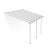 Olympia 3x4.25m white aluminium and Canopia polycarbonate wall-mounted pergola