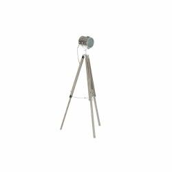 Lámpara de Pie DKD Home Decor Metal Madera Plata Marrón claro Trípode (66 x 66 x 142 cm)