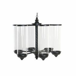 Kerzenschale DKD Home Decor Schwarz Metall Kristall 53 x 53 x 52 cm