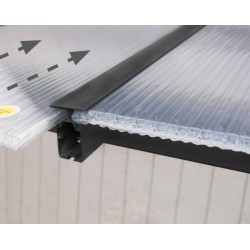 Pérgola de pared Olympia 3x9,15m de aluminio gris y policarbonato Canopia