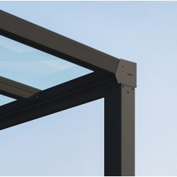Stockholmer Wandpergola 3,5 x 6,6 m Aluminium Anthrazitgrau und Canopiaonate Canopia transparentes Dach