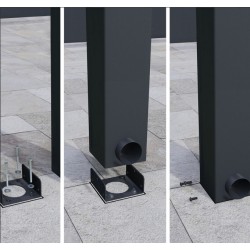 Stockholmer Wandpergola 3,5 x 6,6 m Aluminium Anthrazitgrau und Canopiaonate Canopia transparentes Dach