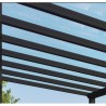 Stockholmer Wandpergola 3,5 x 6,6 m Aluminium Anthrazitgrau und Canopiaonate Canopia transparentes Dach