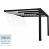 Stockholm 3,5 x 3,7 m Aluminium-Wandpergola, Anthrazitgrau und transparentes Canopia-Dach