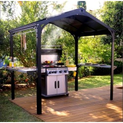 Riparo per barbecue in alluminio Austin 1,8x2,4 m grigio antracite con tetto Canopia