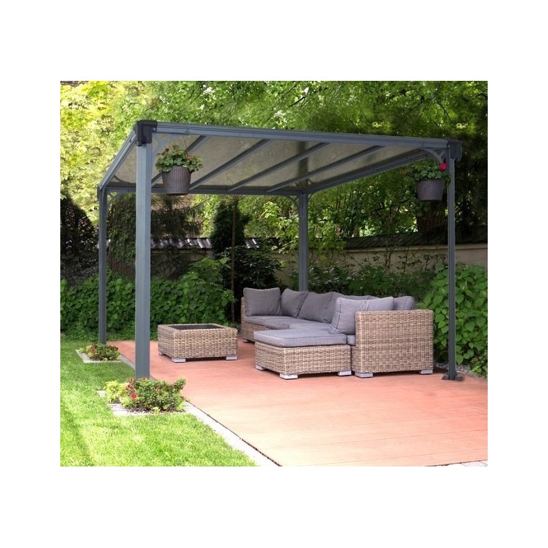 Pérgola Milano 3x3m alumínio cinza e policarbonato Canopia