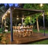 Pergola Milano 3x4.3m aluminium gris et polycarbonate Canopia