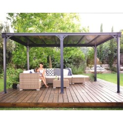 Pergola Milano 3x4.3m aluminium gris et polycarbonate Canopia