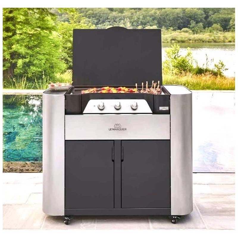 Plancha gaz sur chariot Le Marquier Exclusive 375 XL DUO
