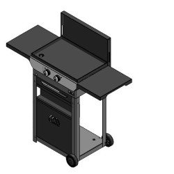Electric plancha on Original DUO 260 trolley Le Marquier