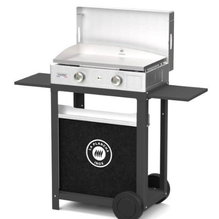 Plancha Inox Gaz avec Chariot et couvercle Inox Le Marquier