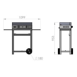 Plancha de Aço Inoxidável com Carrinho e Tampa de Aço Inoxidável Le Marquier