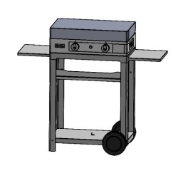 Plancha de Aço Inoxidável com Carrinho e Tampa de Aço Inoxidável Le Marquier