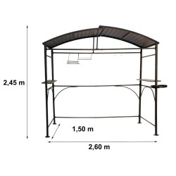 Dallas Grill Shelter, 2,6x 1.50m aus anthrazitgrauem Aluminium