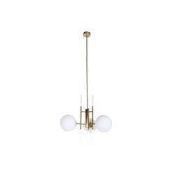 Lámpara de Techo DKD Home Decor 64 x 64 x 64 cm Cristal Dorado Metal Blanco 50 W