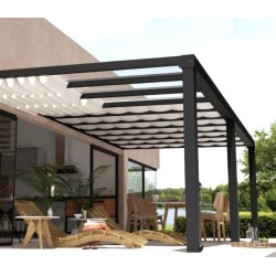 Stockholm Aluminium Lean- 3.4x7.3m Pergola Anthrazitgrau mit transparentem Dach Canopia