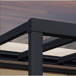 Stockholm Aluminium Lean- 3.4x7.3m Pergola Anthrazitgrau mit transparentem Dach Canopia
