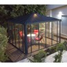 Ledro 3X3 Gazebo de Jardim Fechado Estrutura de Alumínio Cinza e Painéis Transparentes