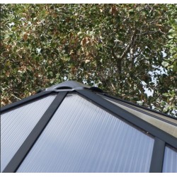 Ledro 3X3 Gazebo de Jardim Fechado Estrutura de Alumínio Cinza e Painéis Transparentes