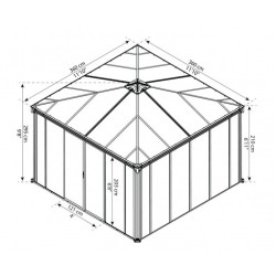 Ledro Geschlossener Gartenpavillon 3.6X3.6 transparentem und Aluminium-Vordach