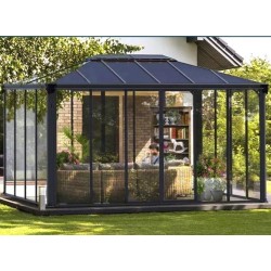 Ledro 4.3X3 Gazebo de Jardim Fechado com Canopia Transparente e Alumínio