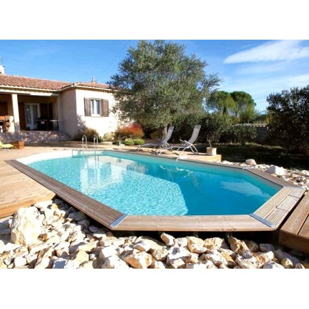 Piscine Bois Ubbink Caraibes 500x350 H130 Liner bleu