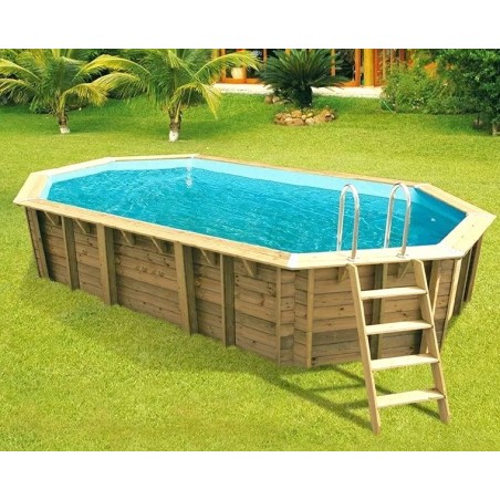 Schwimmbad Holz Ubbink Karibik 820x470 H130 Liner blau