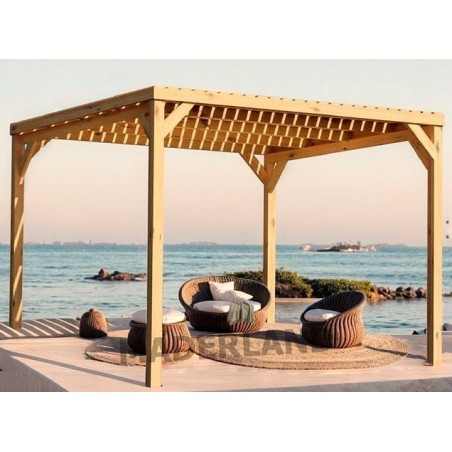 Tetto a pergola con doghe in legno Tolosa 5x3m 15m2