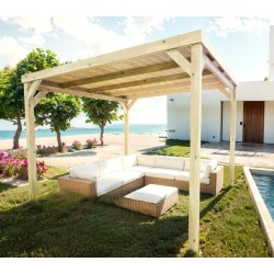 Pergola coperta con tetto in legno massello Digione 4x3m 12m2