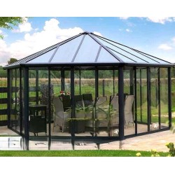 Garda 6X5.2 Gazebo de Jardim Fechado com Canopia Transparente e Alumínio