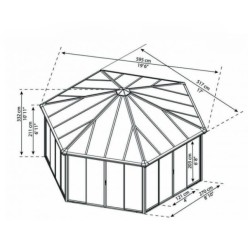 Tonnelle de jardin fermée Garda 6X5.2 Transparent et Aluminium Canopia