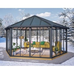 Tonnelle de jardin fermée Garda 6X5.2 Transparent et Aluminium Canopia